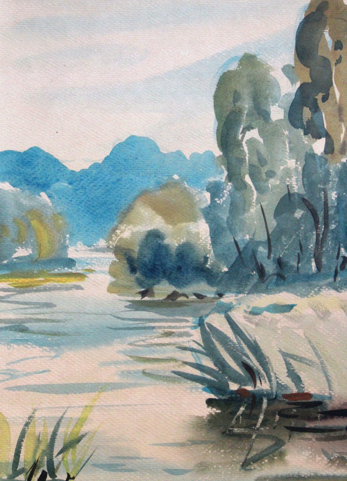 Janis Brekte River. 1960, Watercolor On Paper, 43x61 Cm 1960