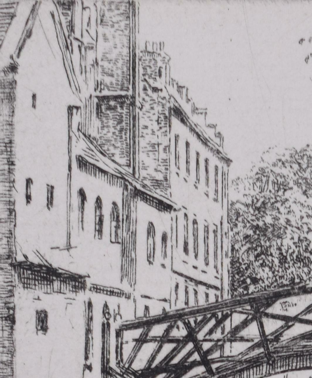 Mabel Oliver Rae Mathematical Bridge Queen's College, Cambridge Etching By Mabel Oliver Rae Circa 1920 photo furniture