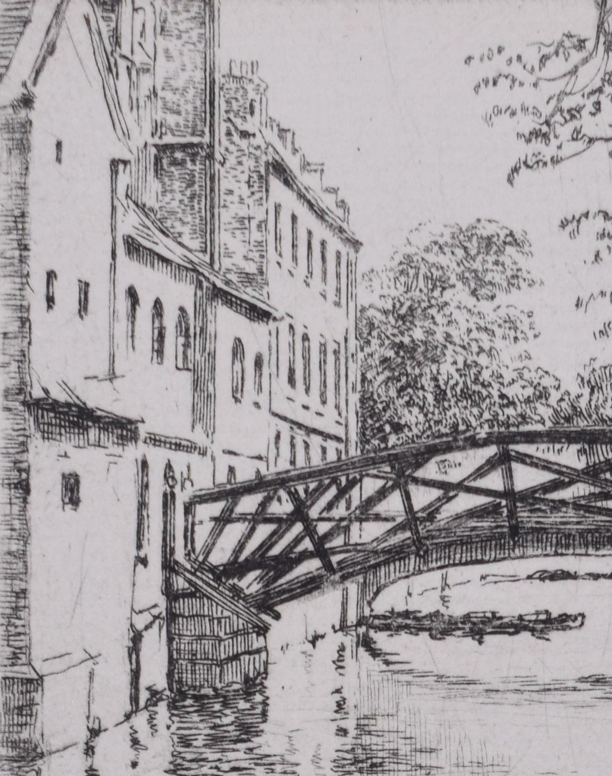 Mabel Oliver Rae Mathematical Bridge Queen's College, Cambridge Etching By Mabel Oliver Rae Circa 1920 photo Art