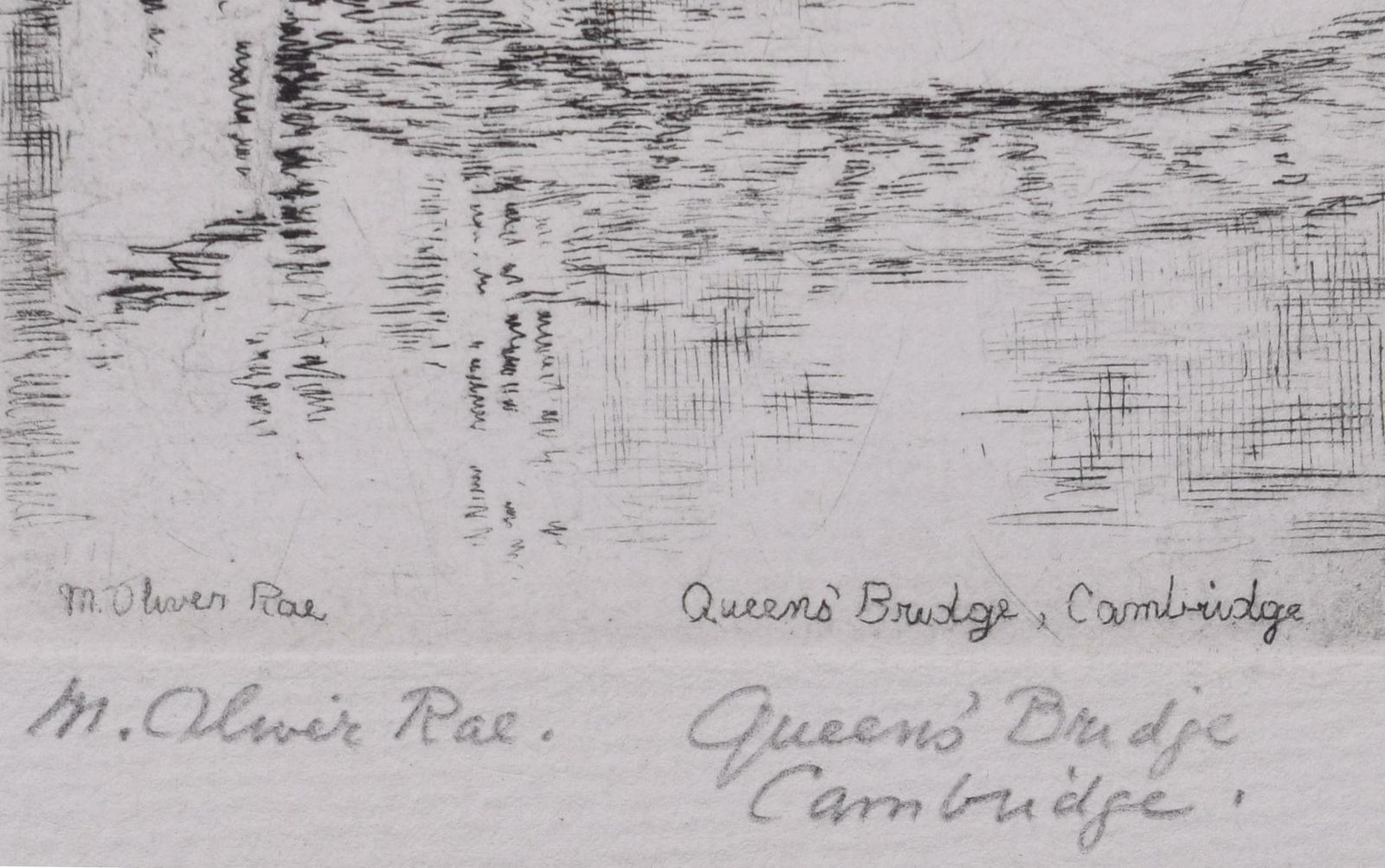 Mabel Oliver Rae Mathematical Bridge Queen's College, Cambridge Etching By Mabel Oliver Rae Circa 1920 photo 320.0