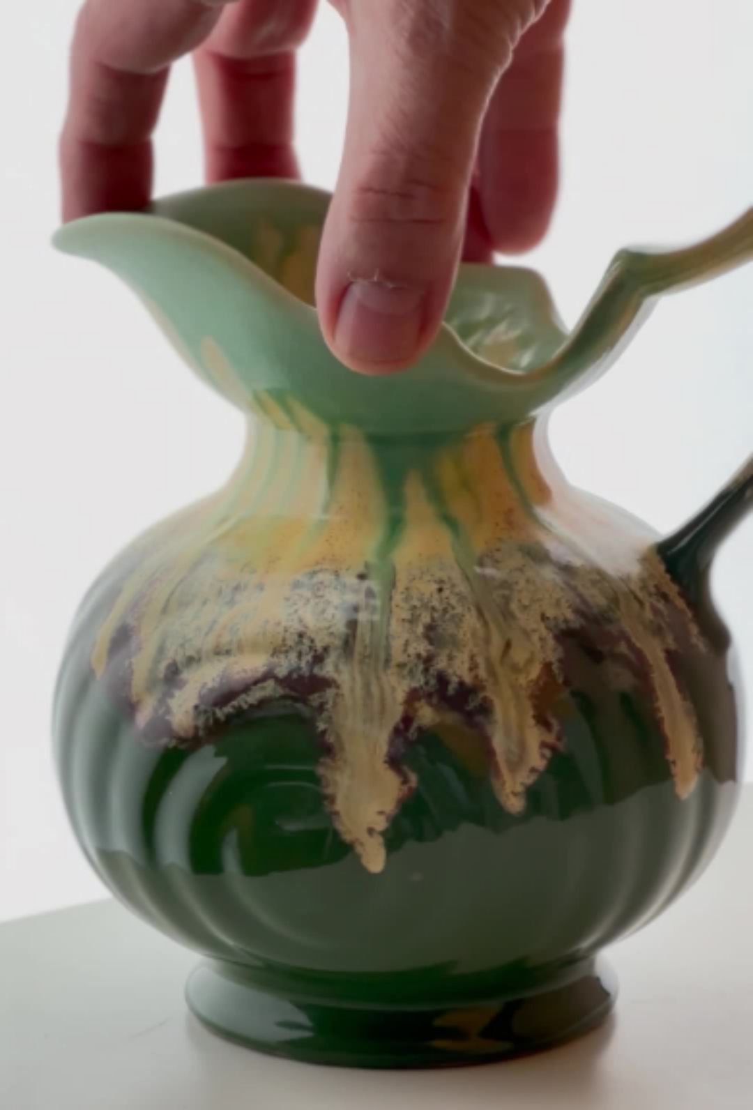Faïencerie De Thulin Art Deco Ceramic Vase / Thulin Small Pitcher / Antique Belgium Pottery photo vintage