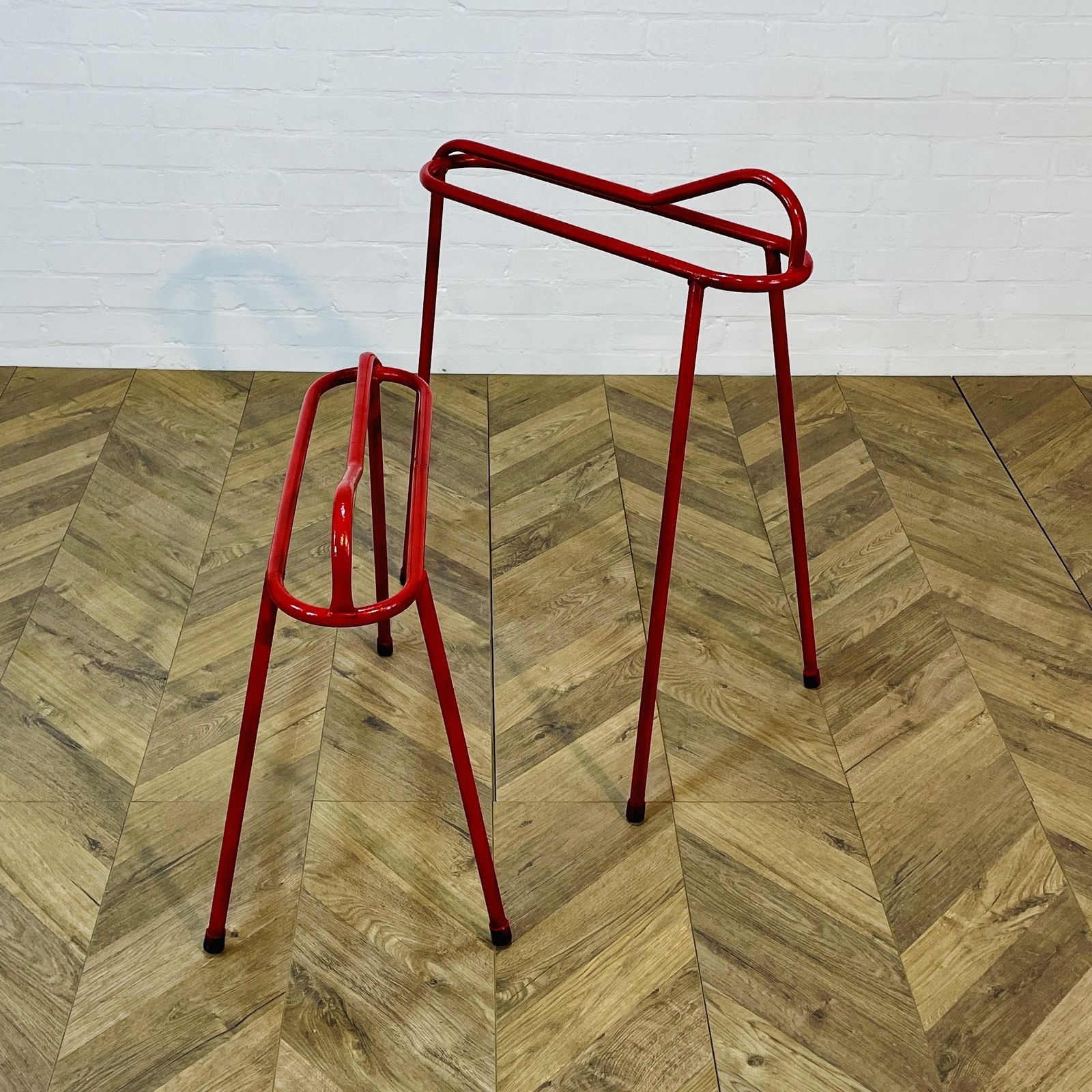 Vintage Red Metal Saddle Stands, Set Of 2, 1980s photo 175.0