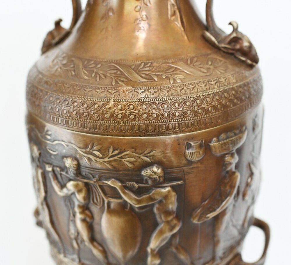 photo for sale Pair French Bronze Amphora Urns After Barbedienne Classical Antiquity