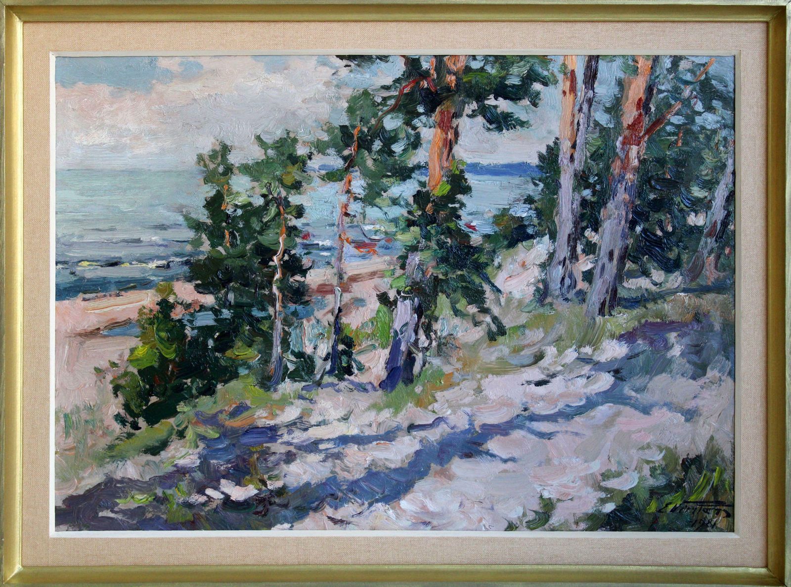 photo furniture Edgars Vinters Pine Trees On The Seashore. 1981, Cardboard, Oil, 46x65 Cm