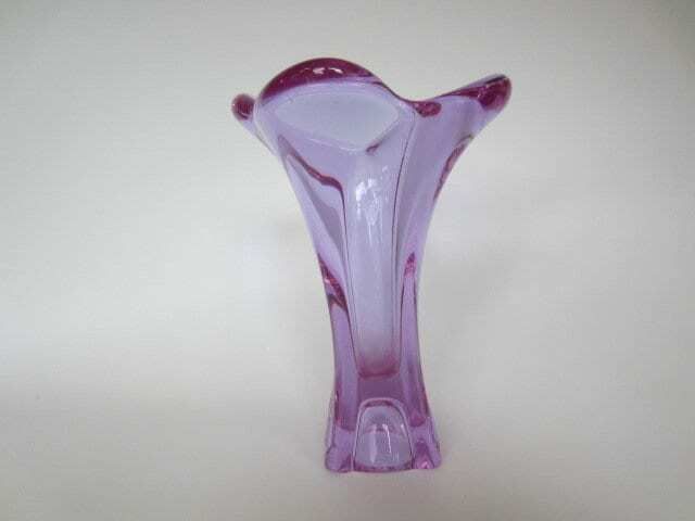 Murano/Czech Colour Changing Pink Alexandrite Sommerso Art Glass Bud Vase 1970's photo for sale
