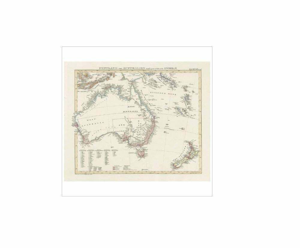 Antique Map Of Australia And Surrounding Islands By F. Von Stülpnagel, 1850 photo Art