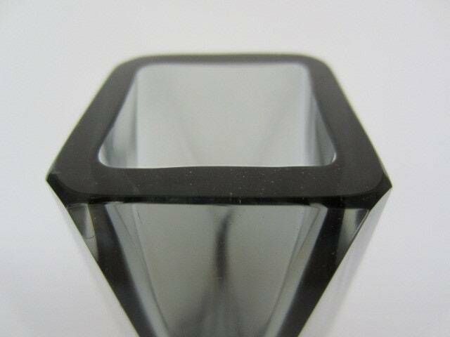 photo for sale Space Age Geometric Murano Sommerso Grey Futuristic Prism Cut Glass Vase 22cm