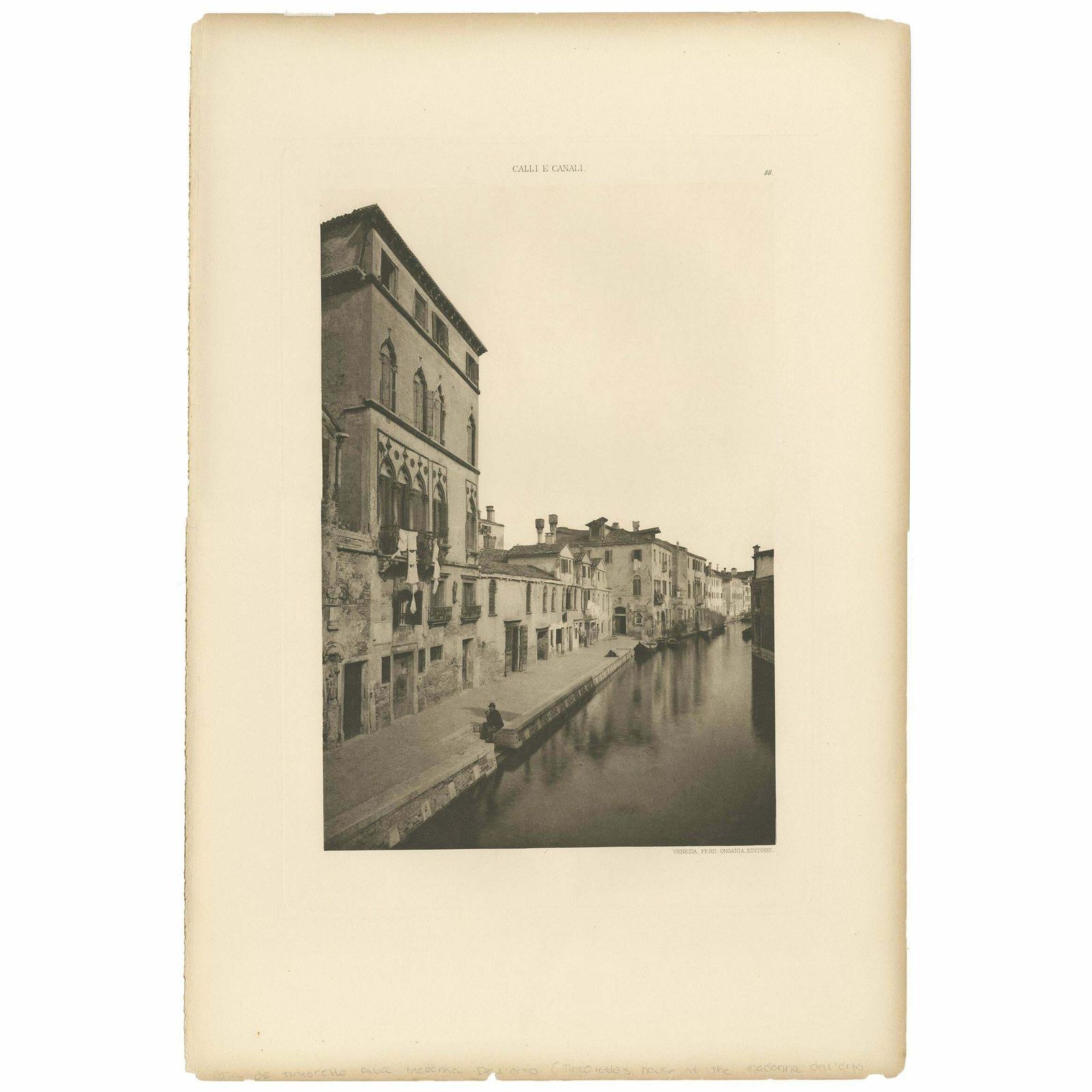 Pl. 88 Antique Print Of The Tintoretto House In Venice, Circa 1890