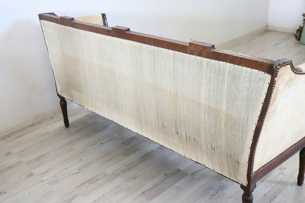 18th Century Walnut Sofa With Velvet Upholstery photo vintage