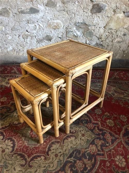 Beautiful Vintage Bamboo Nest Of Tables