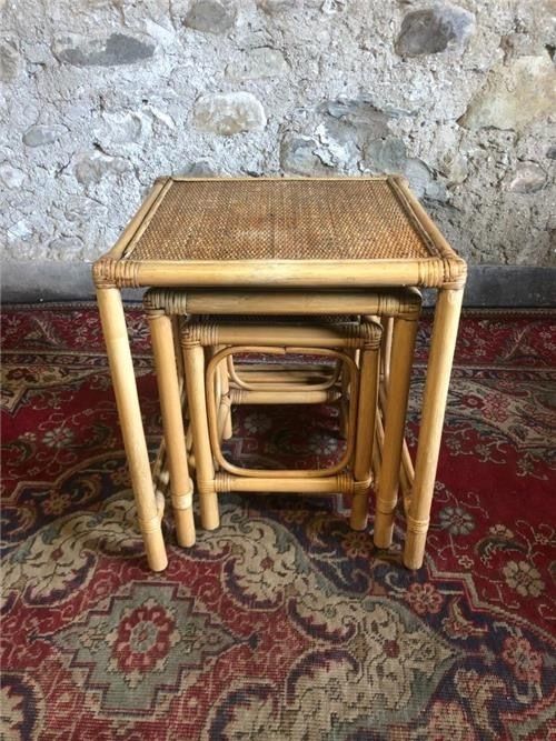 Beautiful Vintage Bamboo Nest Of Tables photo Furniture