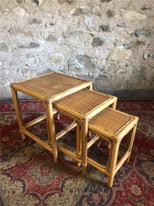 Beautiful Vintage Bamboo Nest Of Tables photo buy
