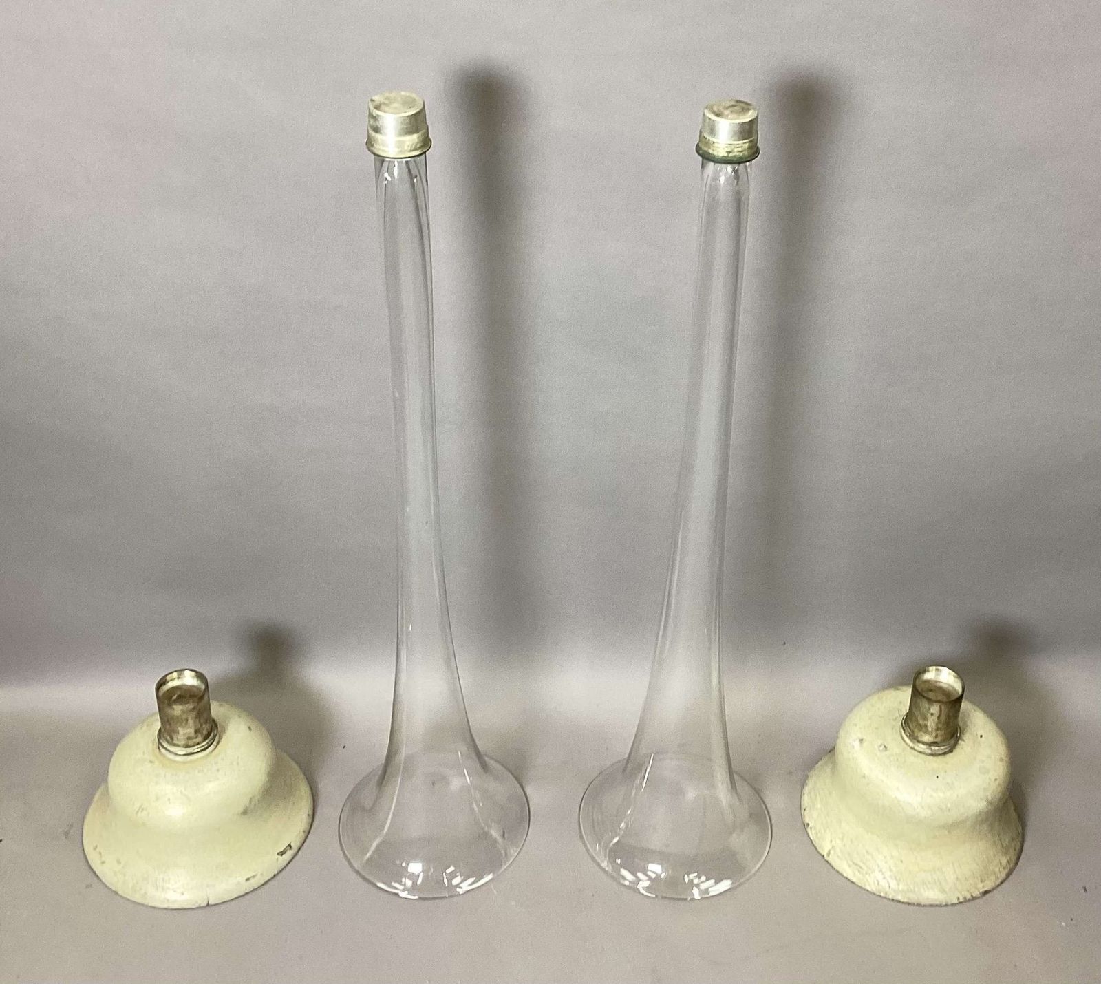 An Impressive C19th Pair Of Very Large Trumpet Vases photo vintage