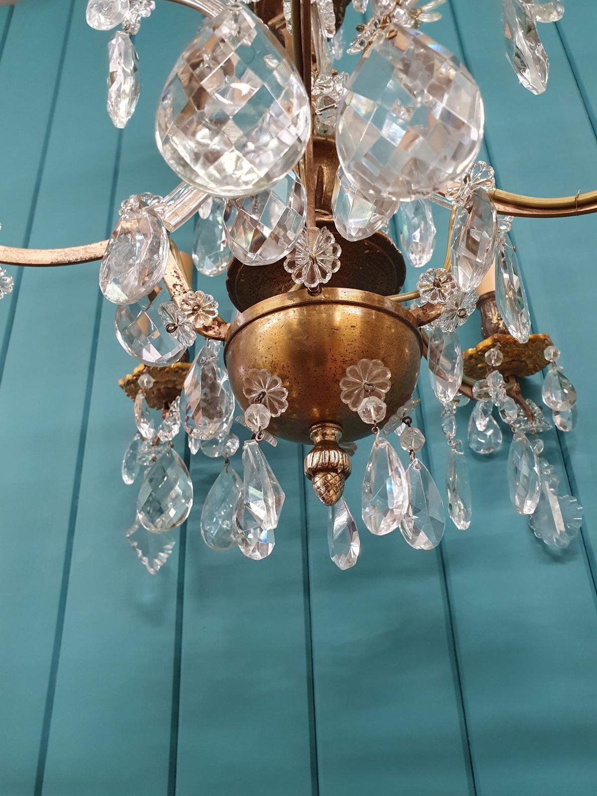 Really Unusual Five Arm Chandelier In Wood And Steel 23" photo 775.0