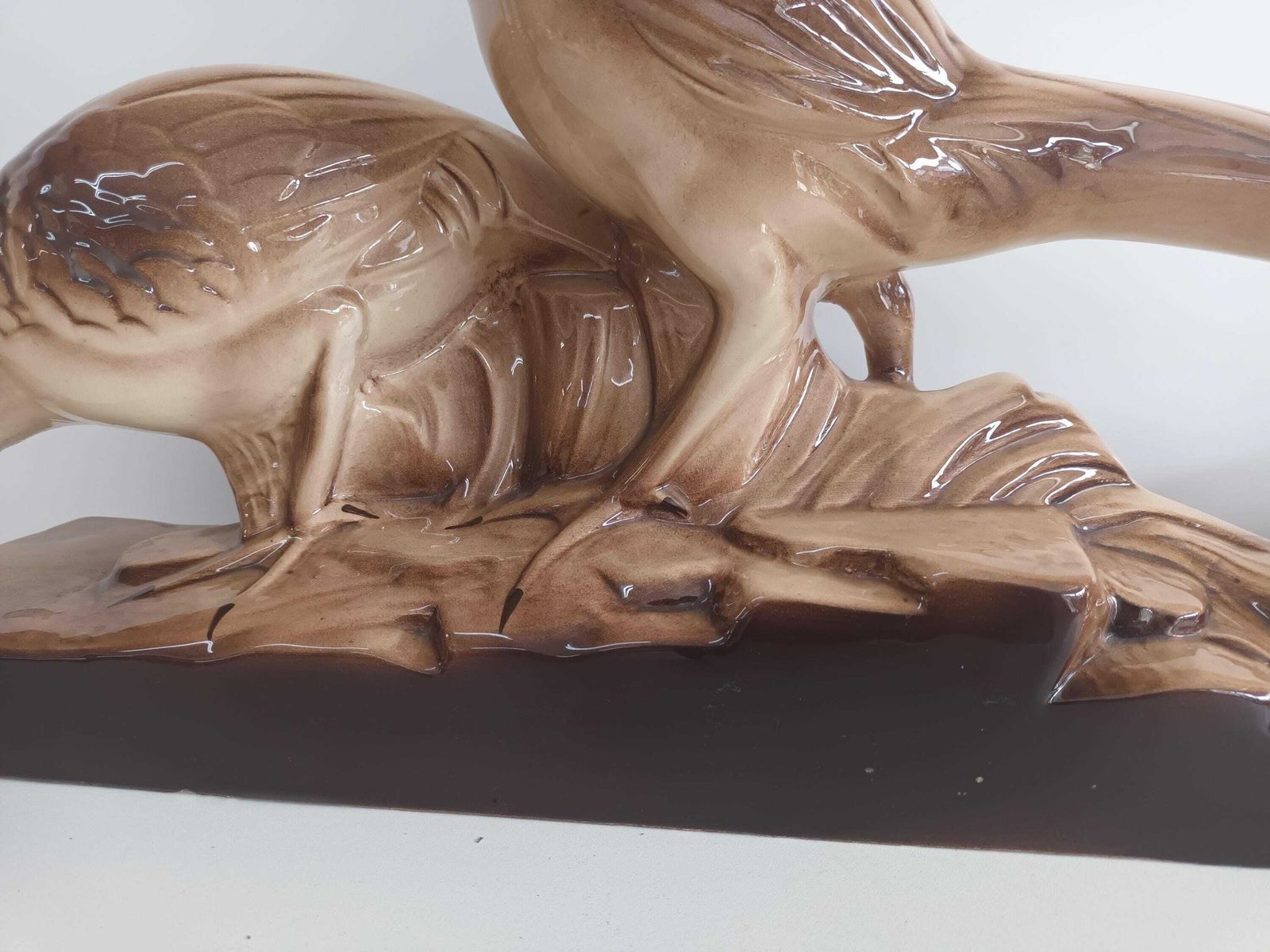 photo furniture Art Deco Vintage Pheasants Statue Ceramic St Clement Radegonde French 1930 Decorative Large