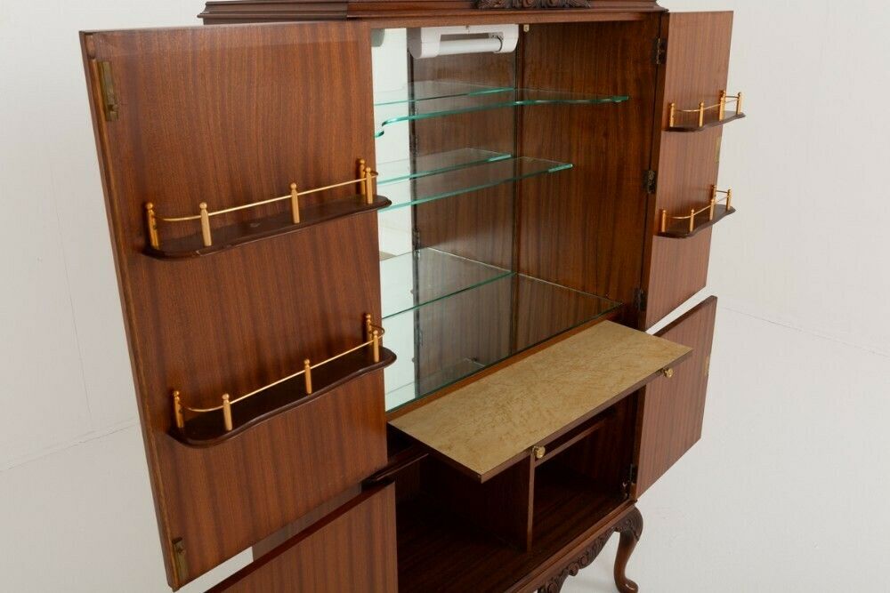 Queen Anne Cocktail Cabinet Revival Mahogany Drinks Chest photo Furniture