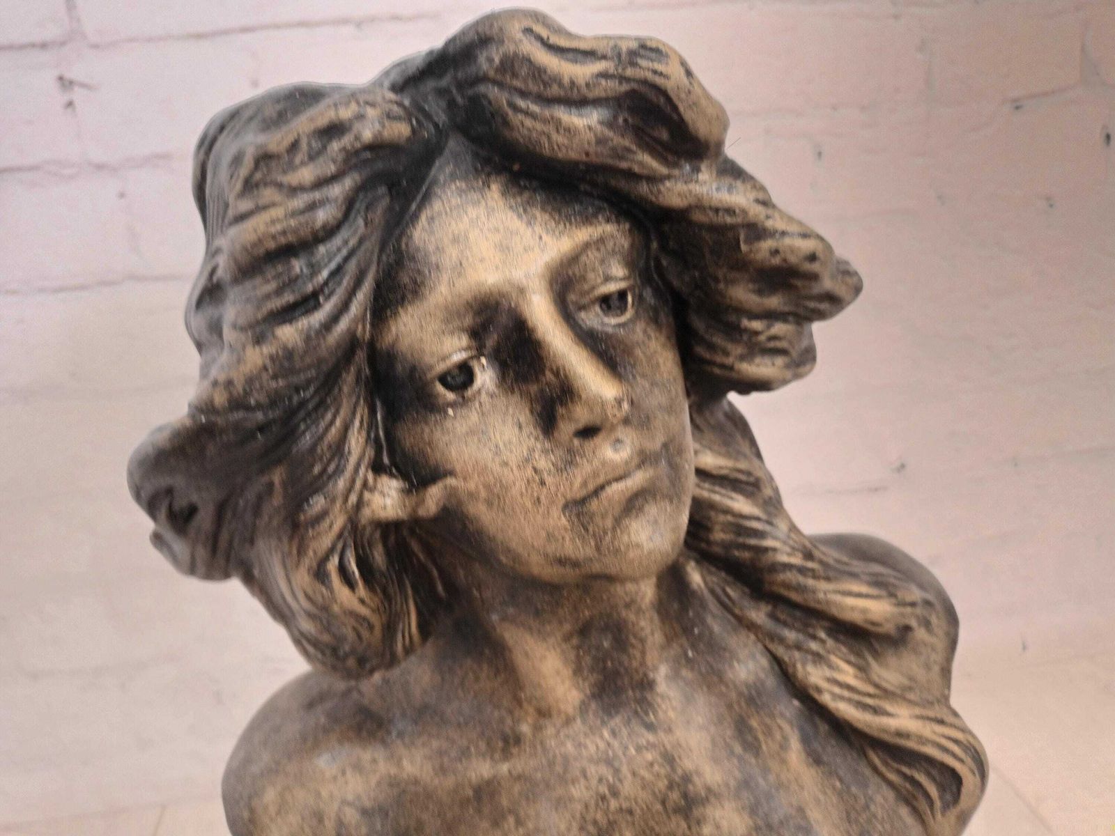 Vintage Art Nouveau Bust Young Woman "Judith" After Goyeau Antique Sculpture Large Heavy 1960 photo Art