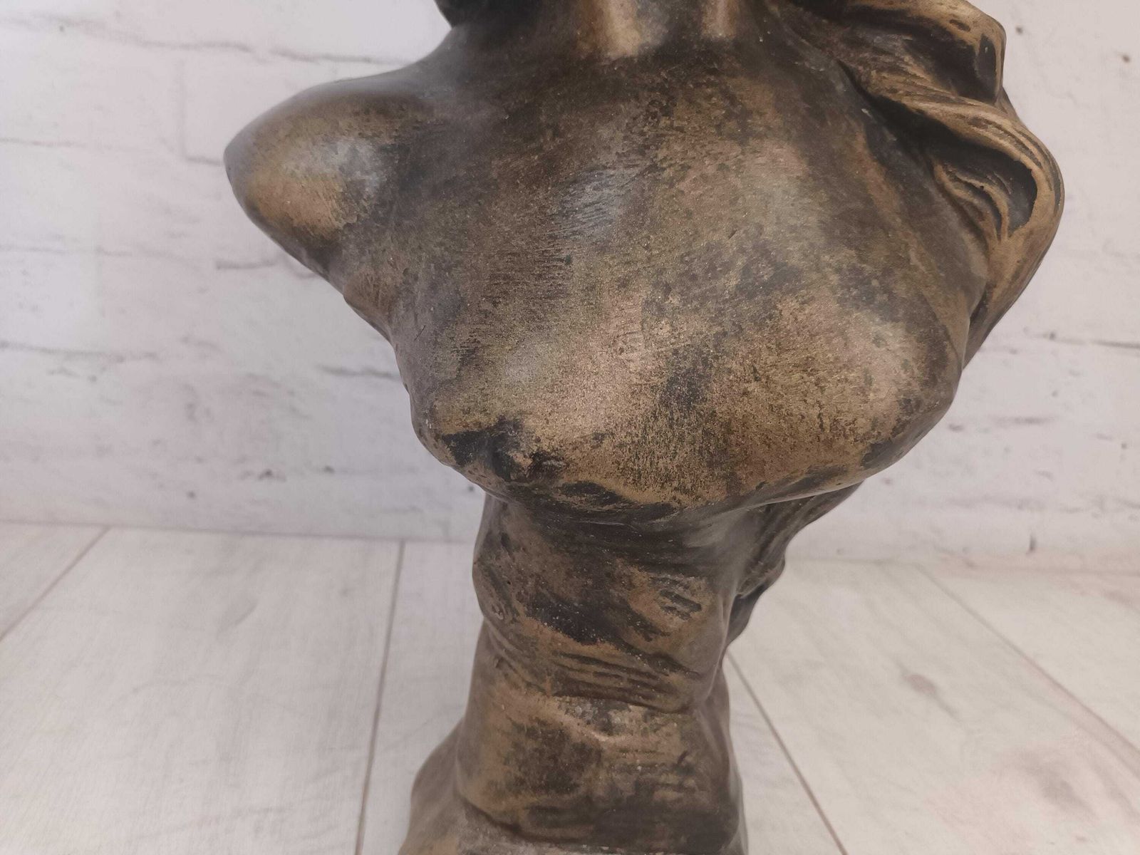 Vintage Art Nouveau Bust Young Woman "Judith" After Goyeau Antique Sculpture Large Heavy 1960 photo vintage