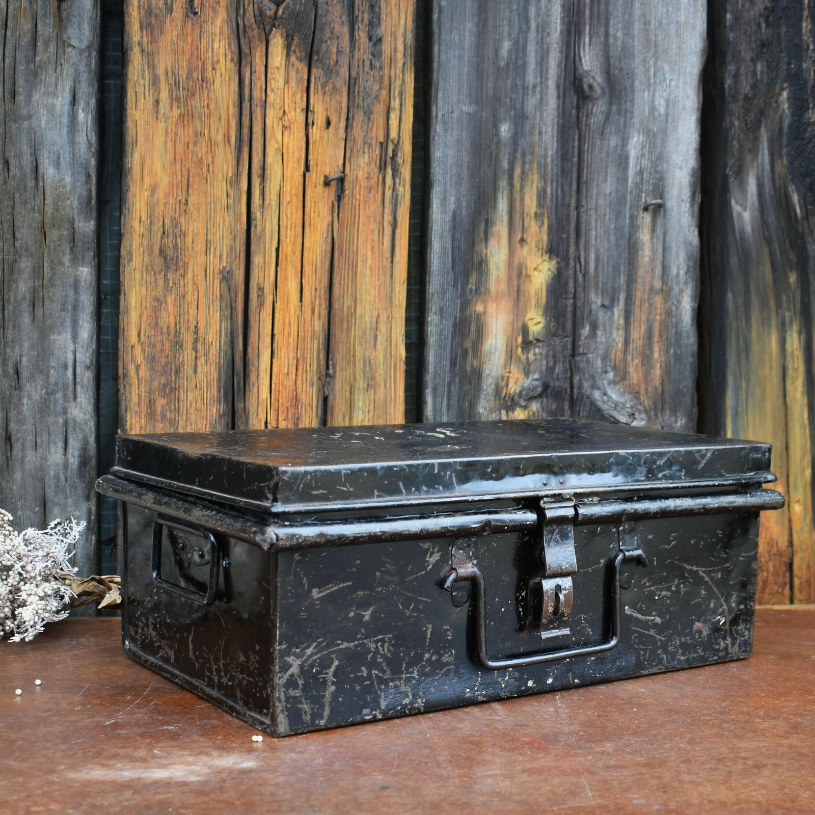 Antique 1940 Farwig & Bullock Toleware Ww2 Military Army Uniform Deed Box Trunk