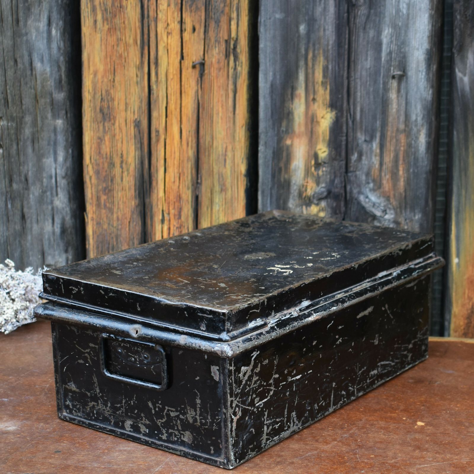 Furniture Antique 1940 Farwig & Bullock Toleware Ww2 Military Army Uniform Deed Box Trunk photo
