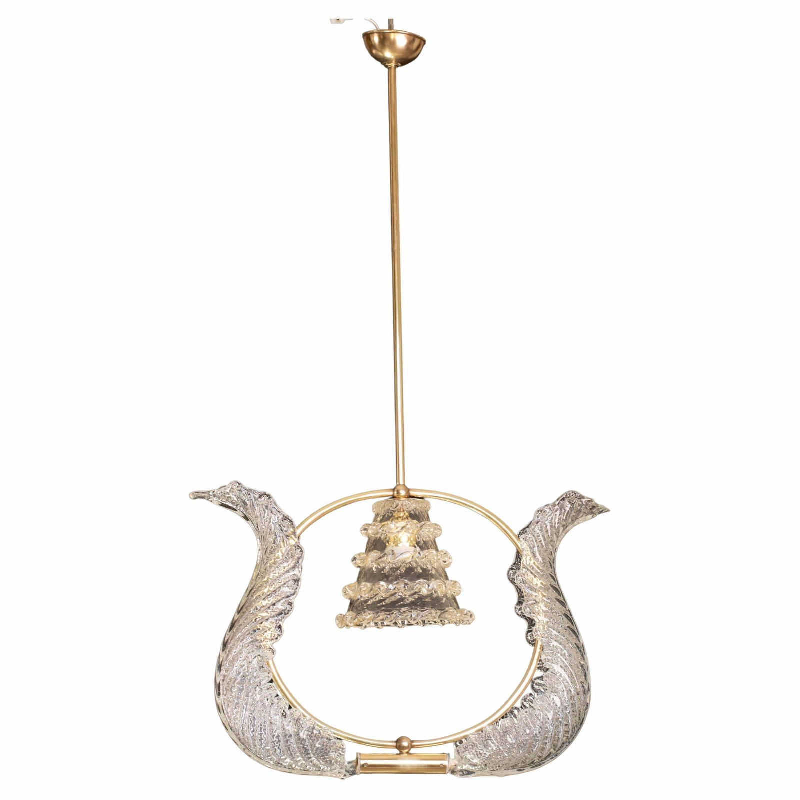 Elegant Art Decò Barovier And Toso Chandelier, 1940s