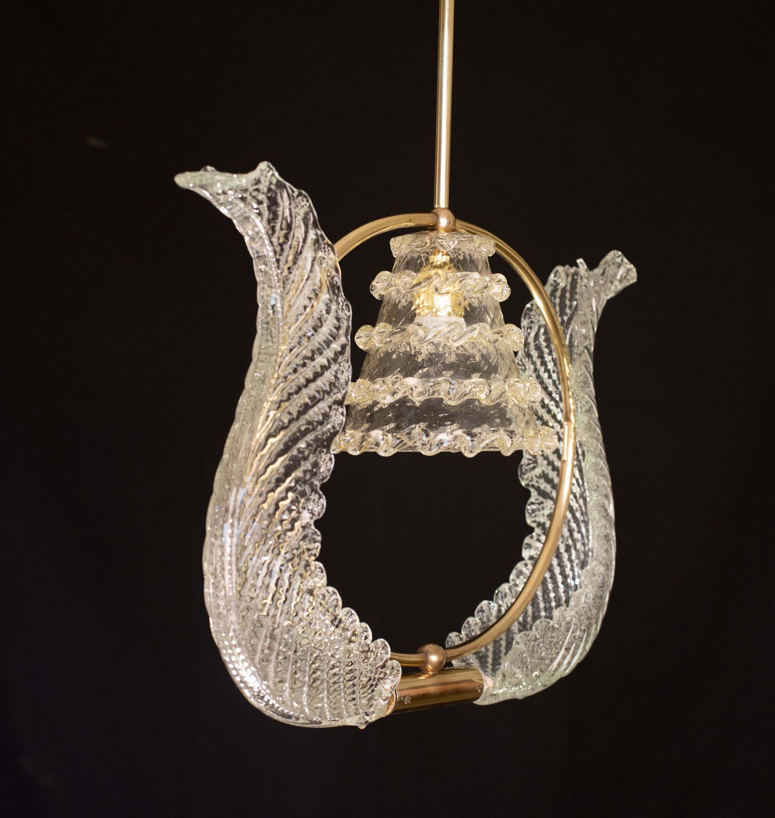 photo furniture Elegant Art Decò Barovier And Toso Chandelier, 1940s