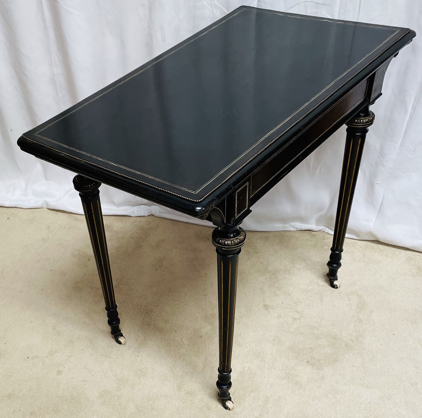 Furniture Fabulous Victorian Aesthetic Period Ebonised Concertina Drawer Pull Fold Over Card Table photo