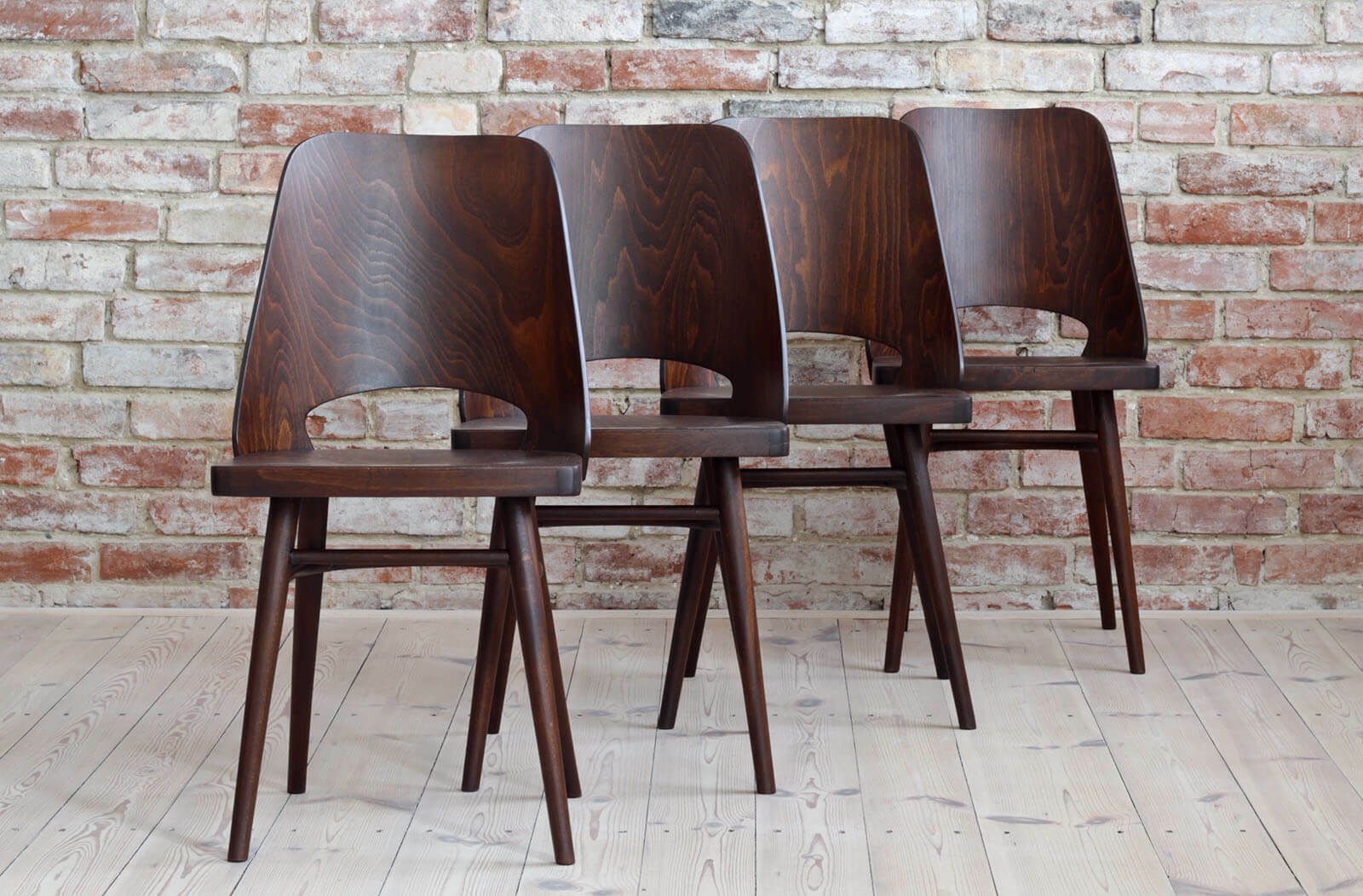 Set Of 8 Dining Chairs By Radomir Hofman For Ton, Model 514, Beech Veneer photo furniture