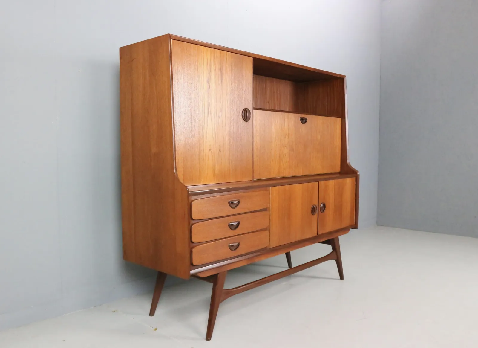 Louis Van Teeffelen Teak Highboard / Credenza For Wébé, 1960s photo for sale