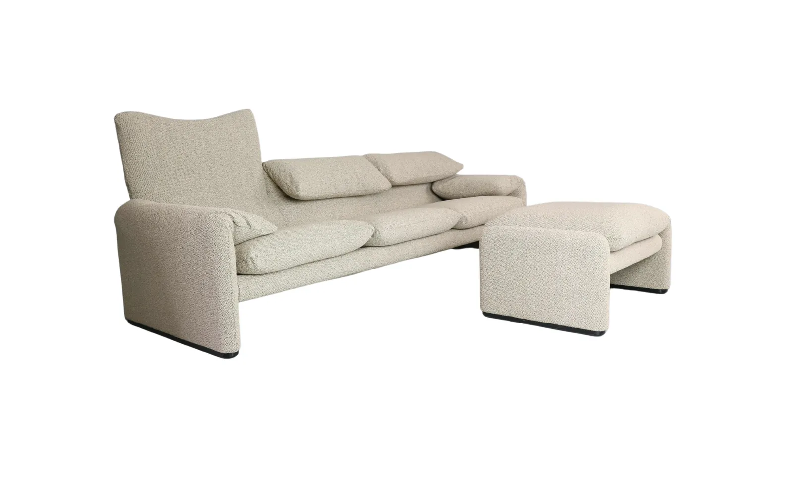 Vico Magistretti "Maralunga" 3 Seater And Footstool Re Upholstered For Cassina photo for sale