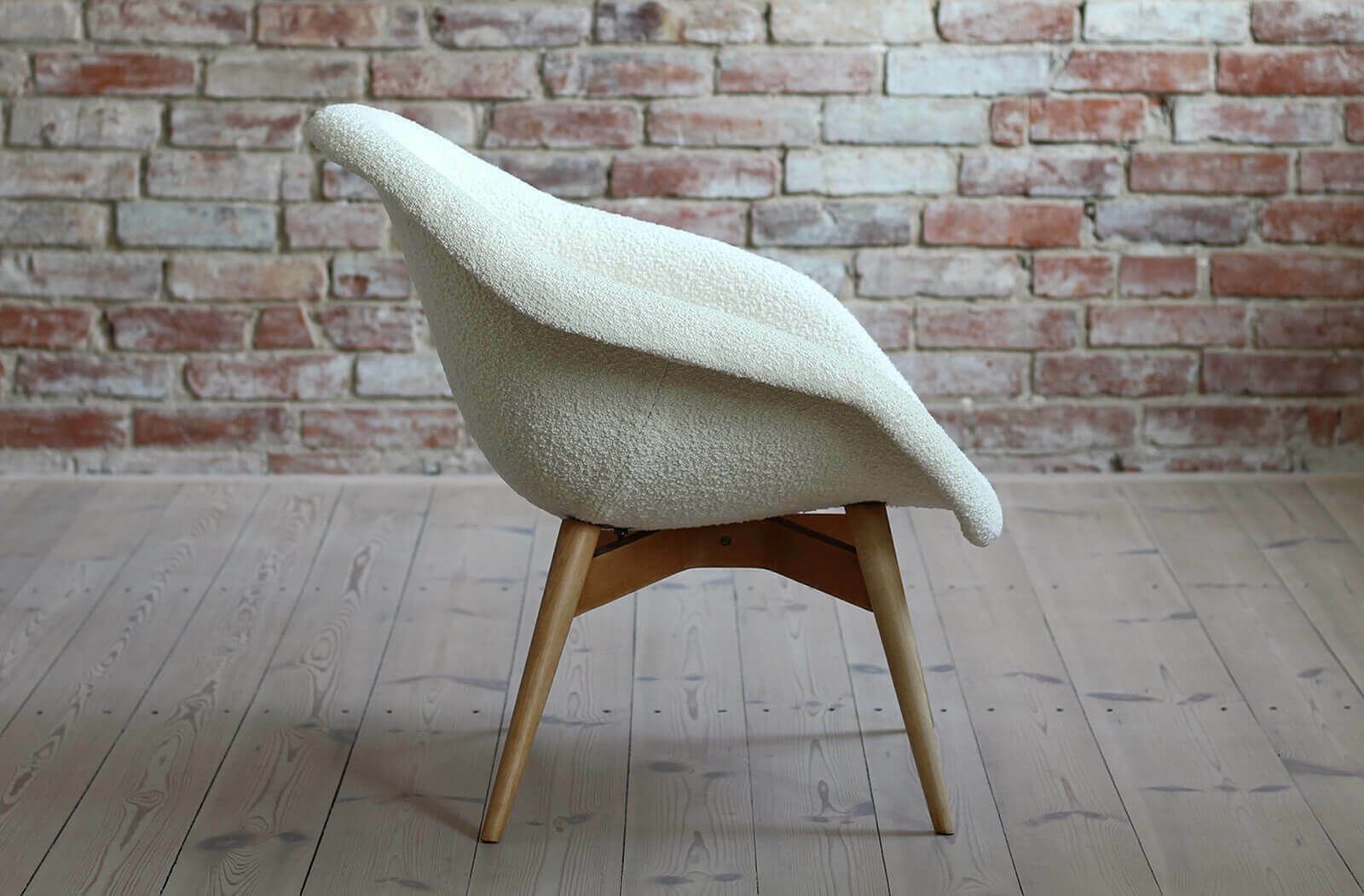 Mid Century Modern Lounge Chair By M. Navrátil, 1950s, French Boucle Fab photo vintage