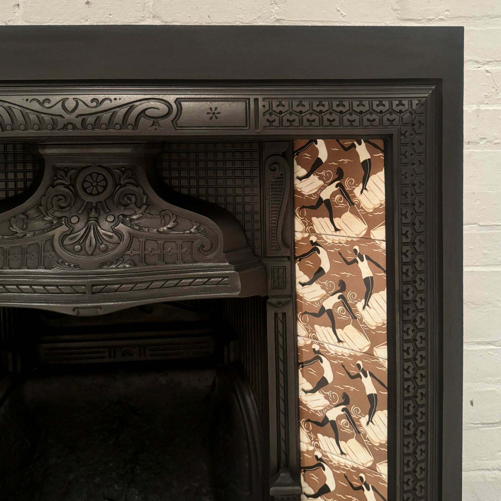 Antique Victorian Tiled Cast Iron Fireplace Insert photo furniture