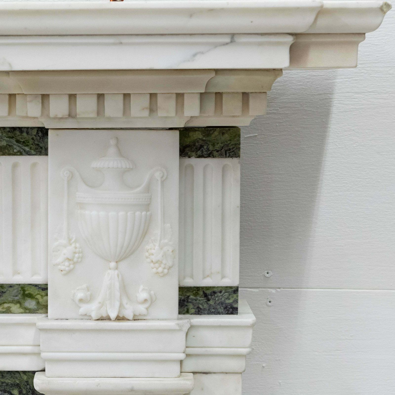 photo buy Antique Georgian Chimneypiece With Statuary & Connemara "Irish Green" Marble