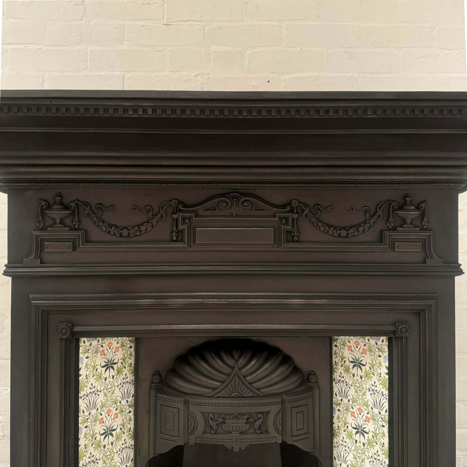 Antique Victorian Tiled Cast Iron Combination Fireplace photo for sale