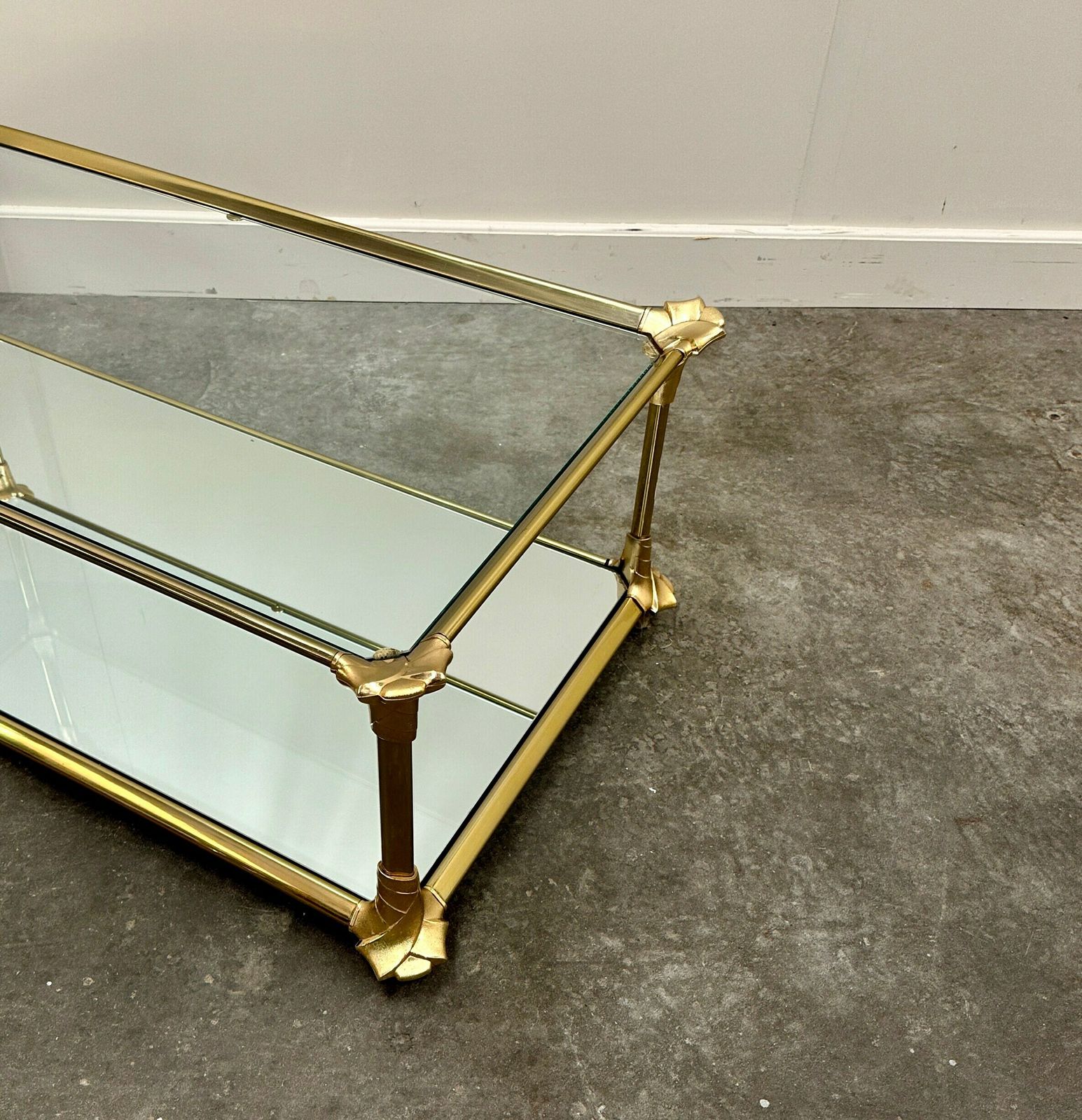 Elegante Vintage Salontafel Met Verspiegeld Messing, Jaren 1980, Frankrijk. photo 781.0