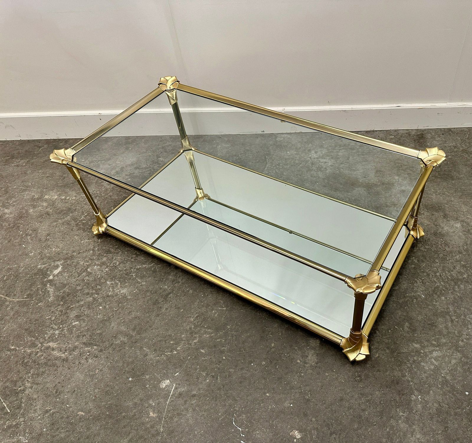 Elegante Vintage Salontafel Met Verspiegeld Messing, Jaren 1980, Frankrijk. photo vinterior