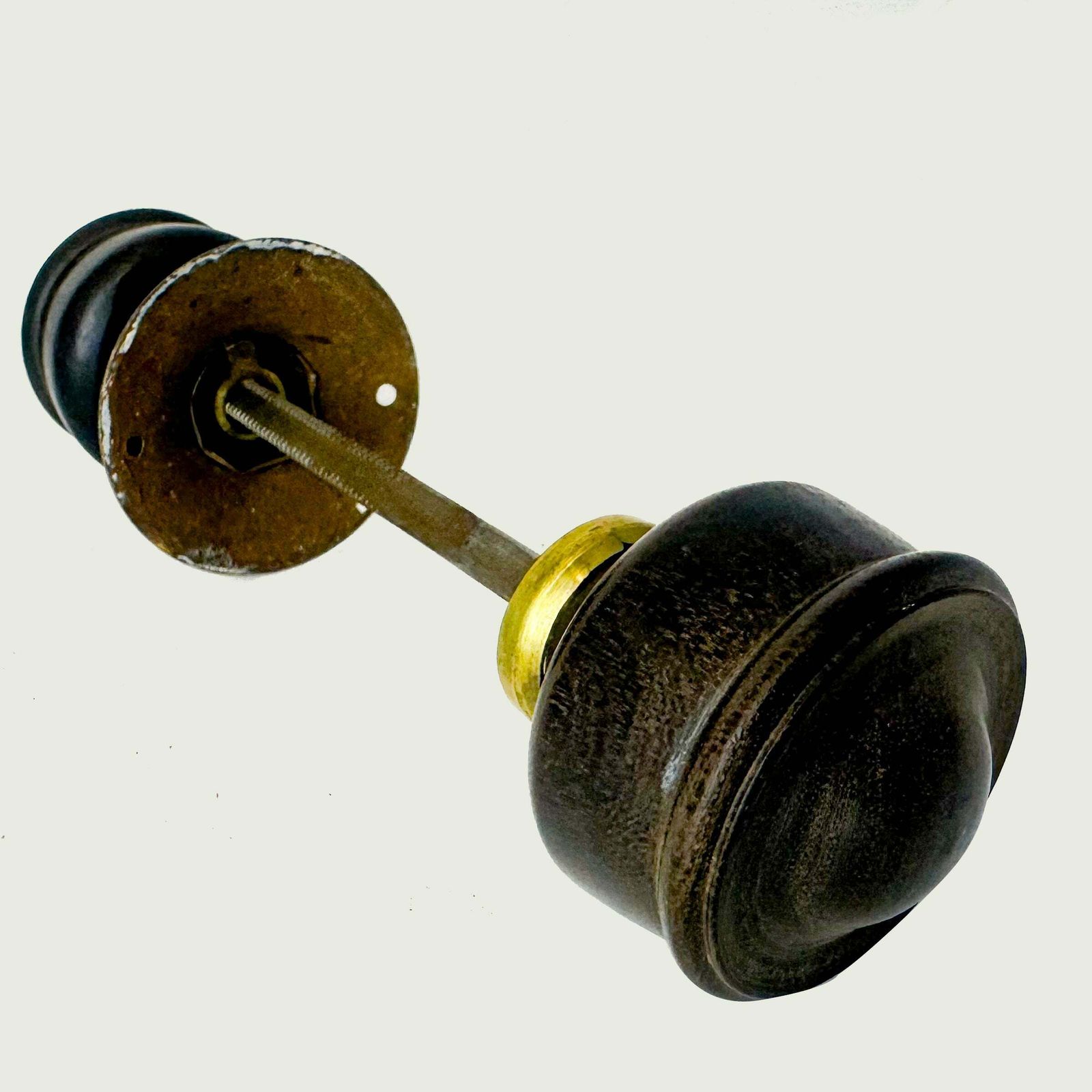 Antique Ebony Rimlock Door Knobs | 5 Pairs Available photo vinterior