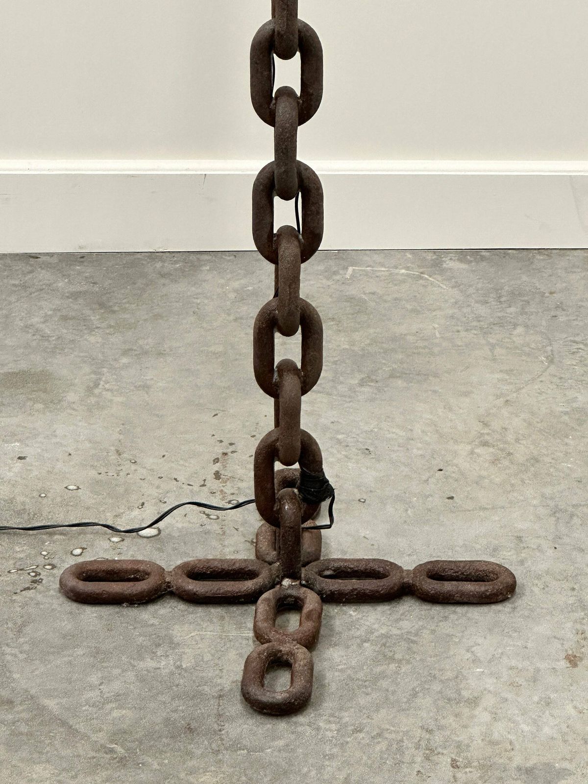 Brutalist Cast Iron & Marine Chain Links Floor Lamp, France 1960s. photo furniture