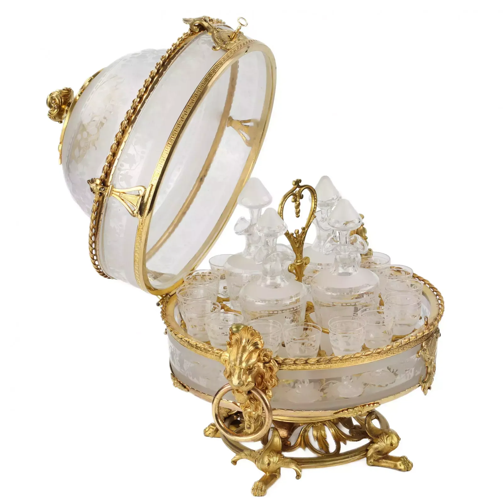 Liquor Bar Made Of Glass And Gilded Bronze From The Belle époque Period. Baccarat. France. 19th Century. photo for sale