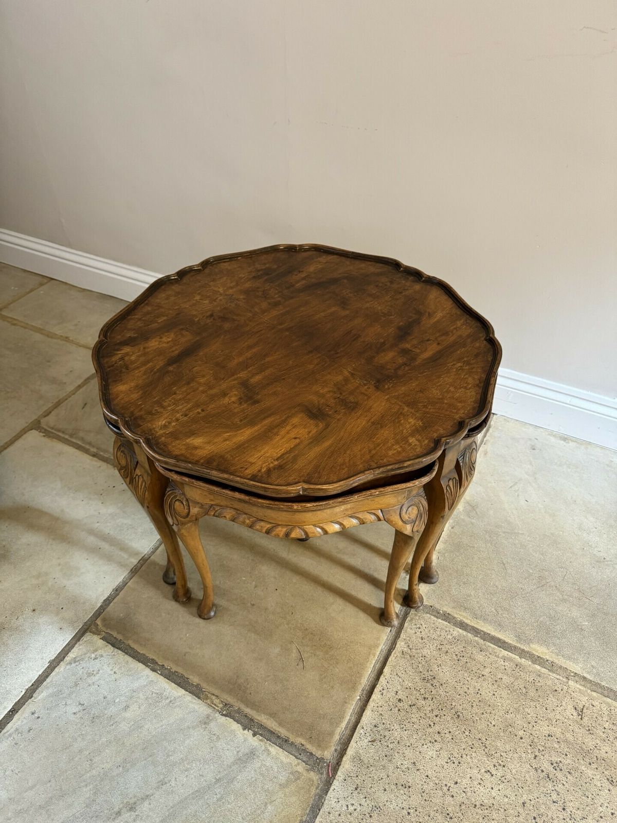 Antique Quality Burr Walnut Nest Of Five Tables photo vintage