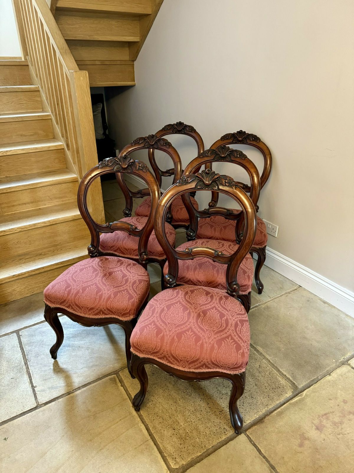 Set Of Six Antique Quality Carved Mahogany Dining Chairs