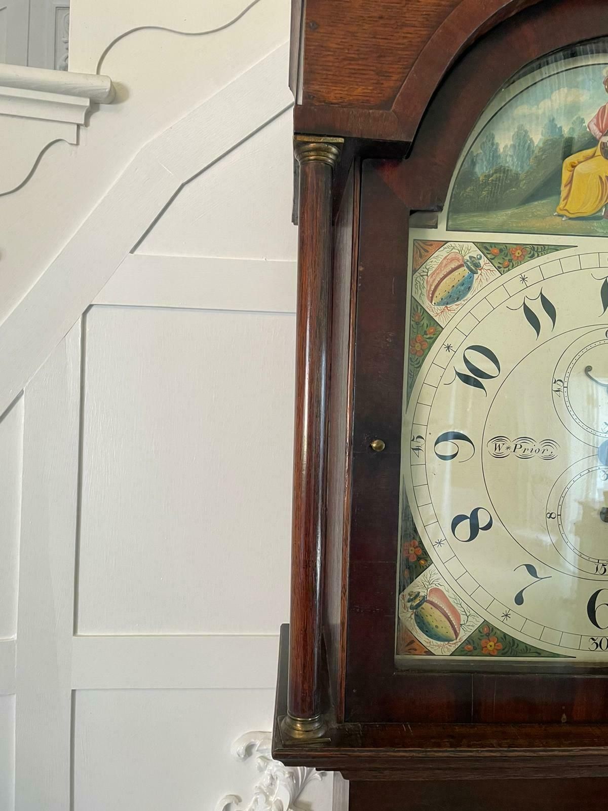 Antique 19th Century Oak And Mahogany Grandfather Clock By W Prior, Skipton photo furniture
