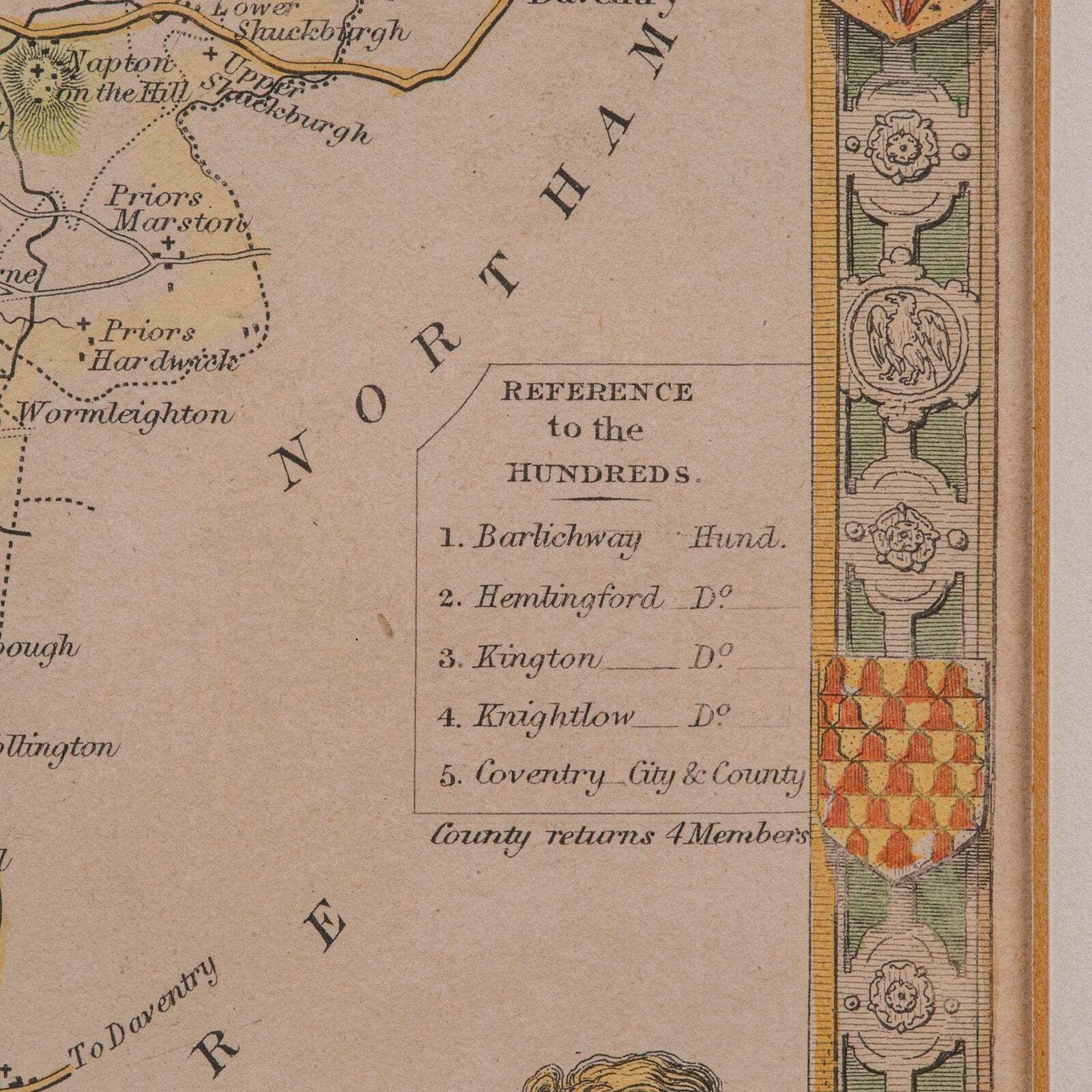 photo for sale Antique Lithography Map, Warwickshire, English, Framed, Cartography, Victorian