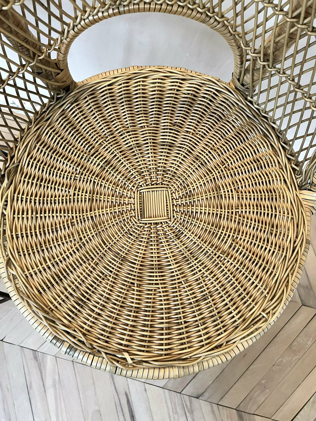 Pair Of Mid Century Woven Rattan/Cane & Metal Bar Stools photo buy