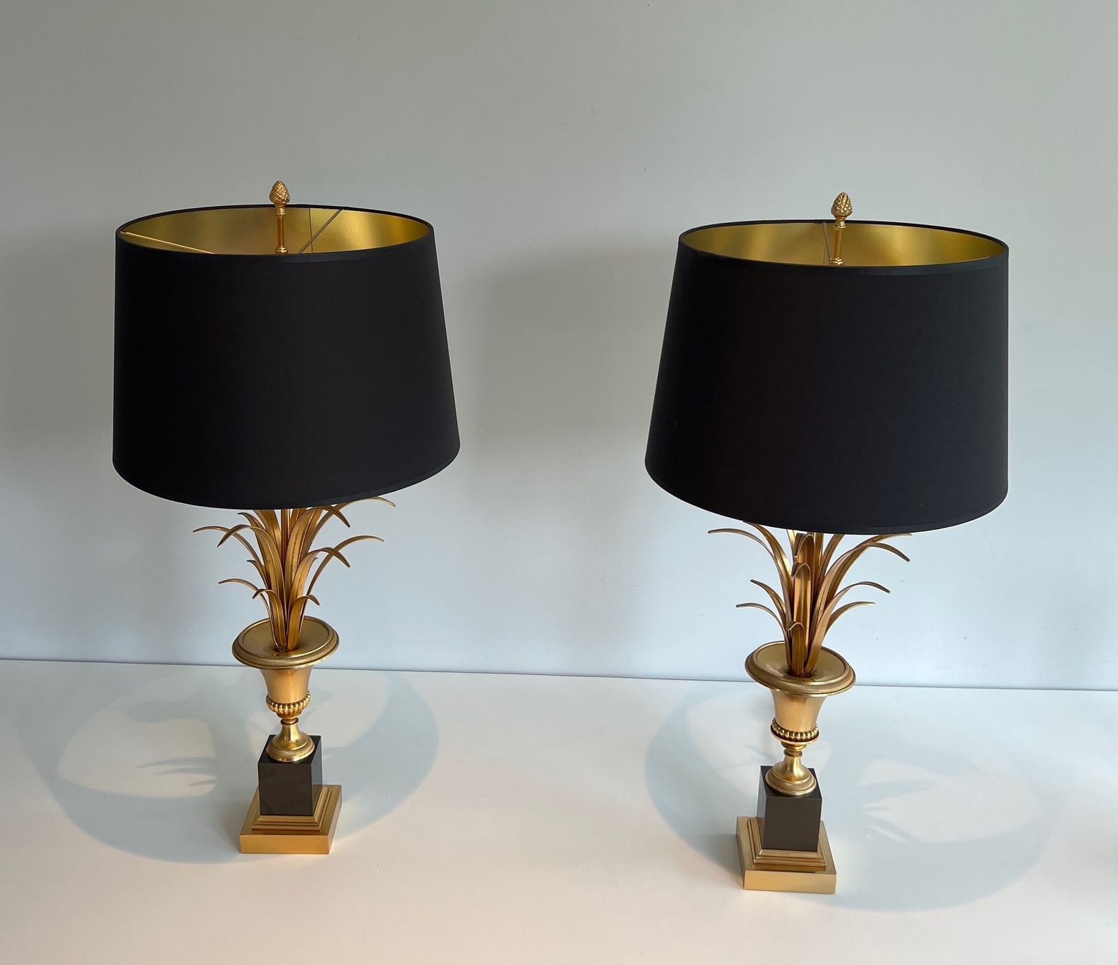 Pair Of Palm Tree Lamps In Chrome And Brass In The Style Of Maison Charles. Circa 1970 photo for sale