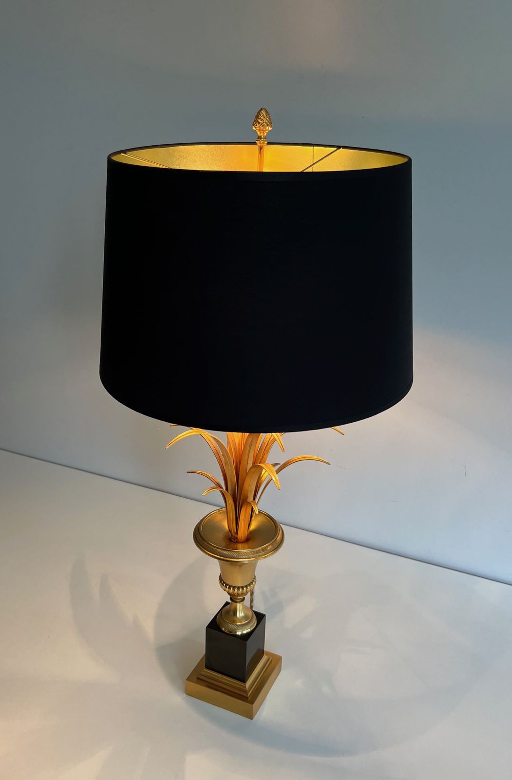 Pair Of Palm Tree Lamps In Chrome And Brass In The Style Of Maison Charles. Circa 1970 photo Lighting