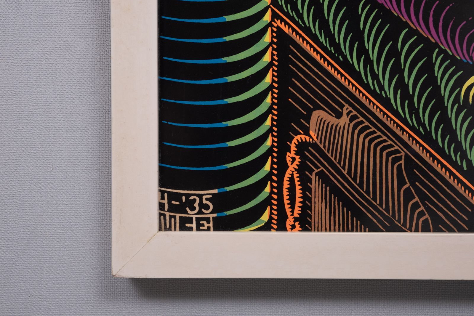 Kunst M.C. Escher Black Light Poster ''Dream'' Ca. Jaren 1960 photo