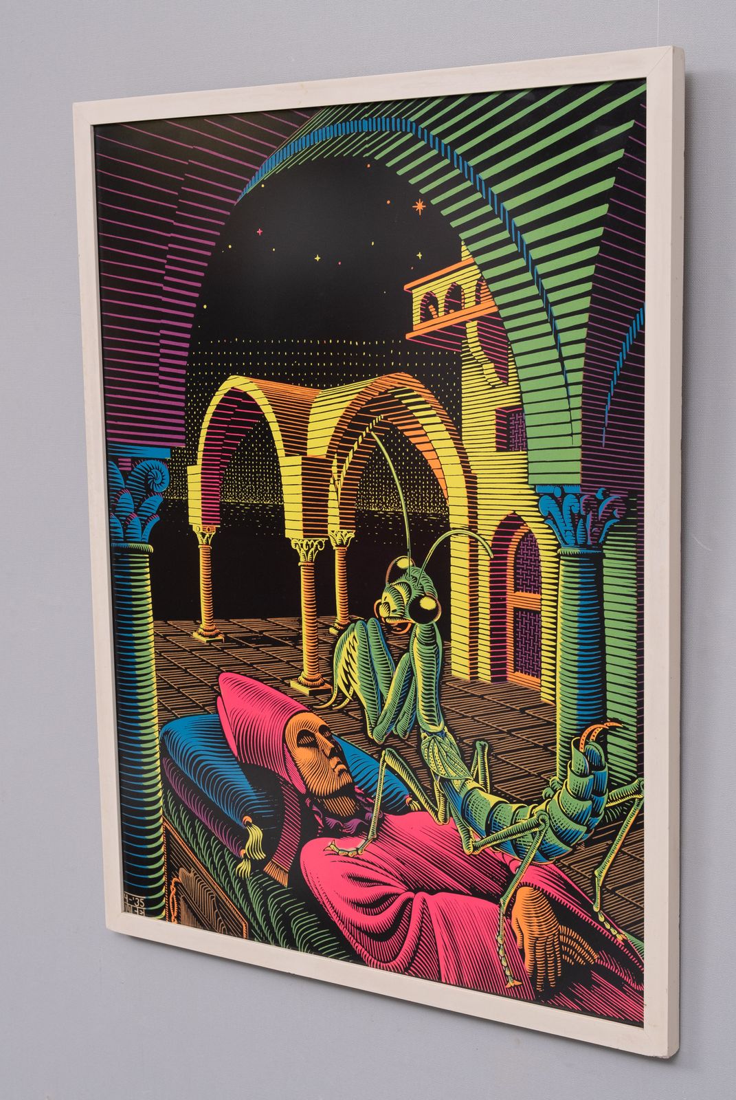 2309.0 M.C. Escher Black Light Poster ''Dream'' Ca. Jaren 1960 photo