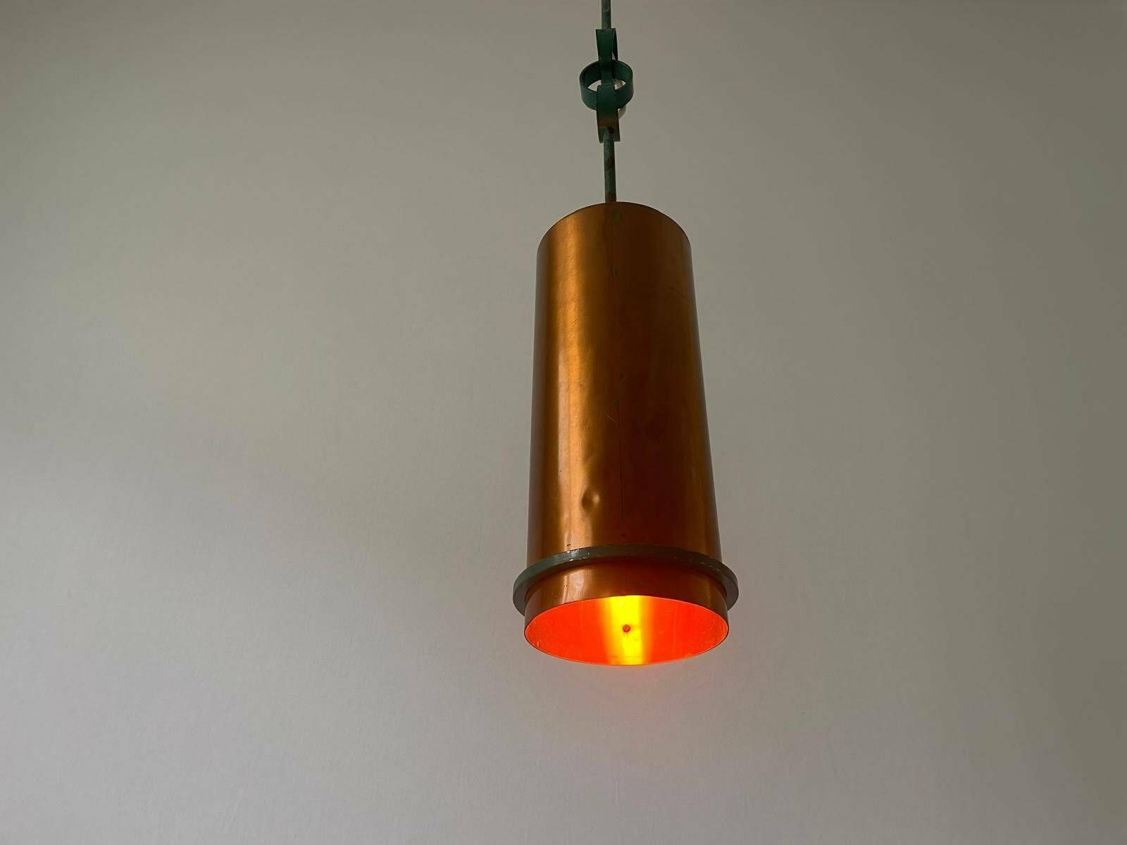 Industrial Unusual Heavy Pendant Lamp With Green Circle Iron Details, 1950s, Berlin, Germany photo 2991.0