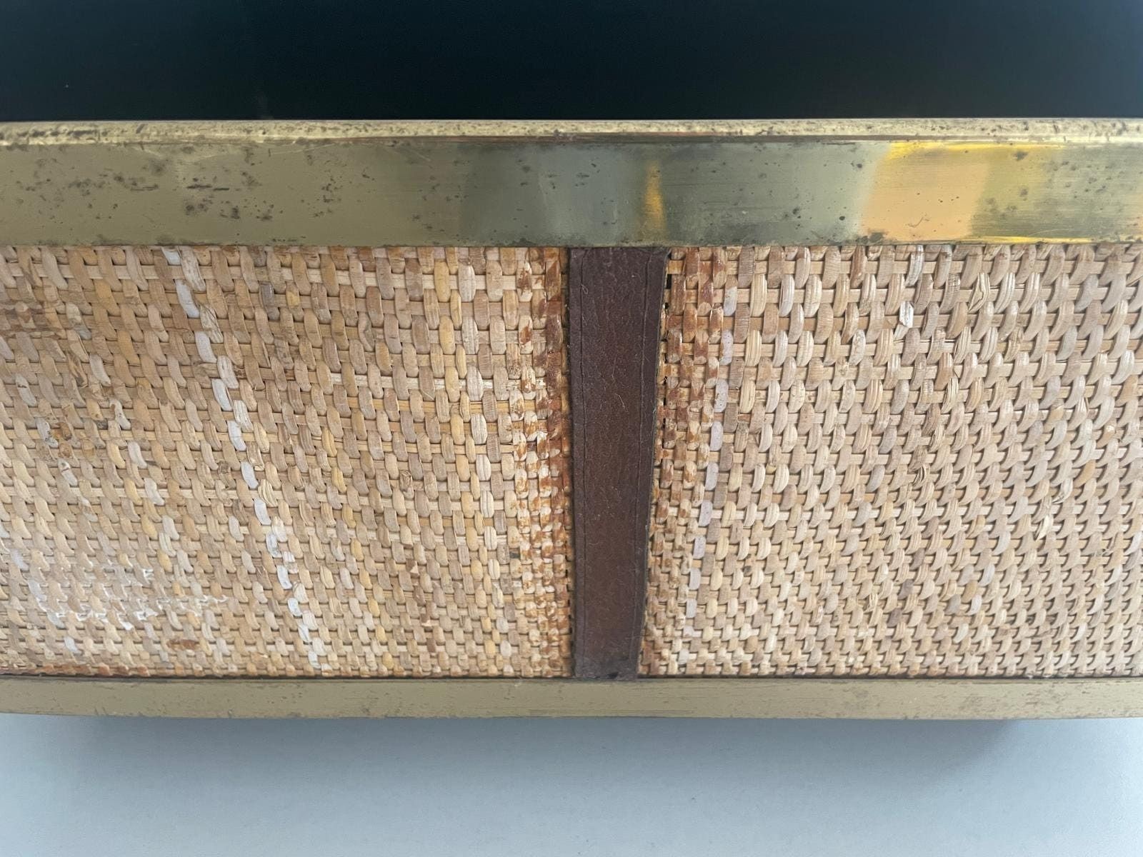 Mid Century Modern Rattan Xl Planter Box With Wheels, 1970s, Italy photo buy
